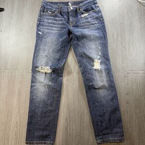 Ann Taylor Loft Womens Jeans 4 Boyfriend Denim Distressed Button Fly